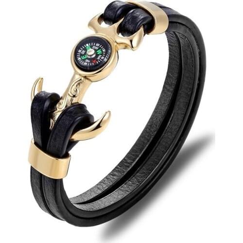 Creative Compass Outdoor Sports Fashion Bracelet Titanium Steel Anchor Mens Bracelet High-end Tide Jewelry