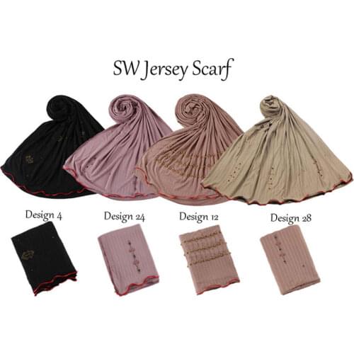 Mix Design Roma Lined Color Striped Knitted Scarf One/Two Side Redline Jersey Hijab Long Muslim Islamic Arab Ladys Turban Wraps