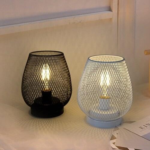 Home Decoration Table Lamp Personalized Wrought Iron Handicraft Iron Wire Mesh LED Night Light Girl Kid Children Gift Room Decor