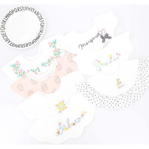 Korean embroidery Princess 360 round bib lace lace cotton infant saliva towel baby birthday leave collar