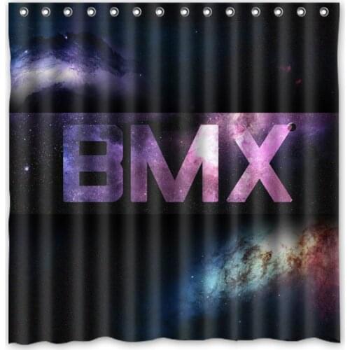 BICYCLE MOTOCROSS&BMX Bath Shower Curtain 180x180cm Fashional Waterproof Polyester Bathroom Curtains Include 12 White Hooks