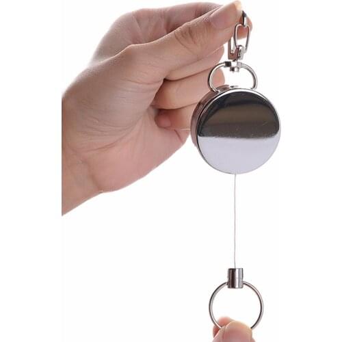 60cm Resilience Tactical Retractable Wire Rope Anti-lost Key Chain Ring Holder Finder EDC Outdoor Steel Rope Burglar Keychain