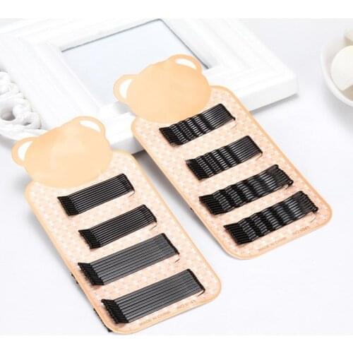 36PCS/Pack Women Girls Black Alloy Straight Wave Basic Barrettes Headband Cute Bear Rabbit Packed Hairpins Lady Hair Accessories