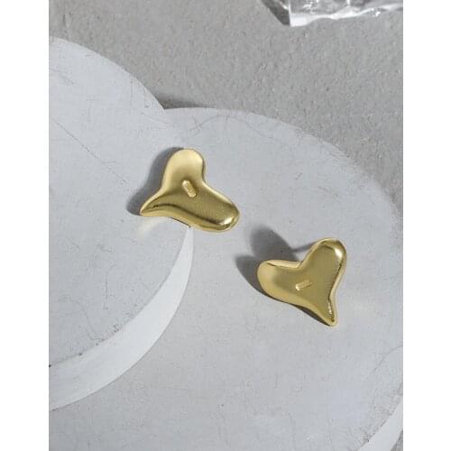 Korean ins original niche design temperament Joker geometric heart-shaped texture S925 sterling silver earrings women