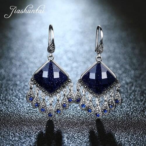 JIASHUNTAI Silver Earrings Vintage Peacock Dangle Earrings Retro 925 Sterling Silver Jewelry For Women