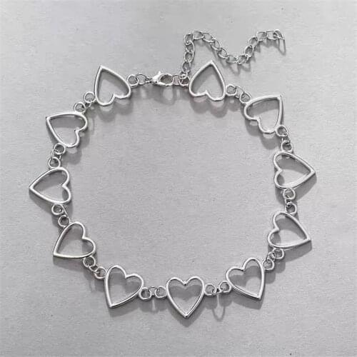 Korean Hollow Heart Choker Necklaces For Women Girls Harajuku Statement Neck Chains Necklace Party Cosplay Jewelry Collier Femme