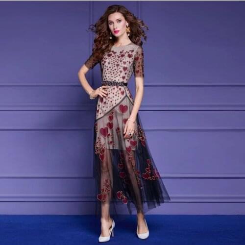 IVY HE Summer Womens Dress 2021 Vintage Palace Gauze Short Sleeve Love French Sense Of Design Embroidery Robe Femme été Traf ZA