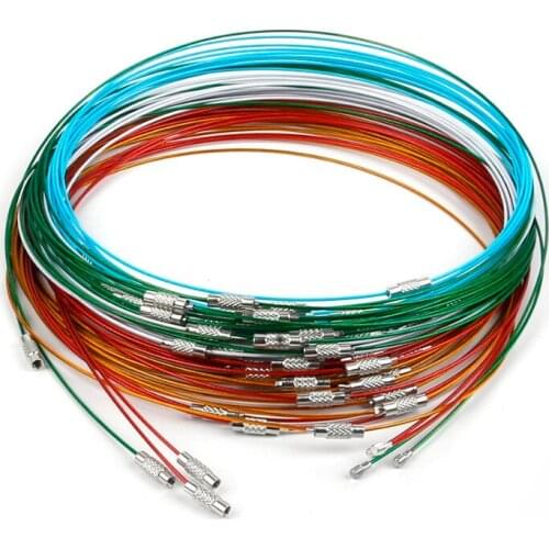 10pcs diameter1mm Length 46cm 10Color Stainless Steel Wire Band interface Necklace Wire Cord for Jewelry DIY Necklace Accessorie