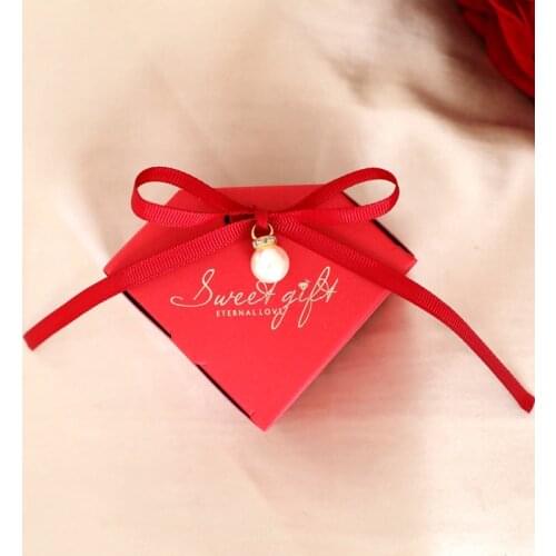 20pcs Creative European Candy Gift Box Knot Wedding Engagement New Magpie Red Personality Baby Shower Lipgloss Packaging Box