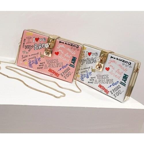 2021 Korean Version of The New Box Small Square Bag Fashion Chain Shoulder Bag Trend Graffiti Casual Messenger Bag Female