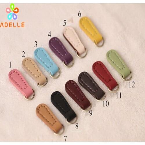 5pcs/lot color Zipper Pull/cow split leather Zipper Puller/Zip Fastener/Zip slider/Zip replacement bags garment free shipping