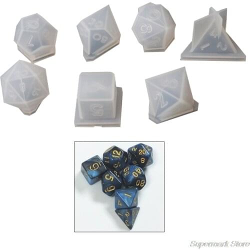 7 Shapes Dice Fillet Square Triangle Dice Mold Crystal Epoxy Resin Mold Kit Dice Digital Game Silicone Mould Art Craft F05 21
