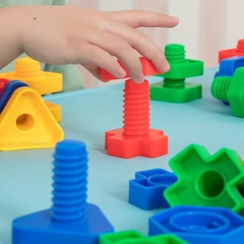 8 Pairs Screw Building Blocks Plastic Insert Blocks Nut Shape Toys for Children Educational Toys Scale Models DIY Toys