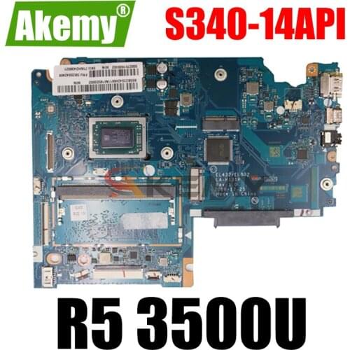 Akemy For Lenovo Ideapad S340-14API Laptop Motherboard LA-H131P Motherboard CPU R5 3500U Tested OK FRU 5B20S42268 5B20S42464