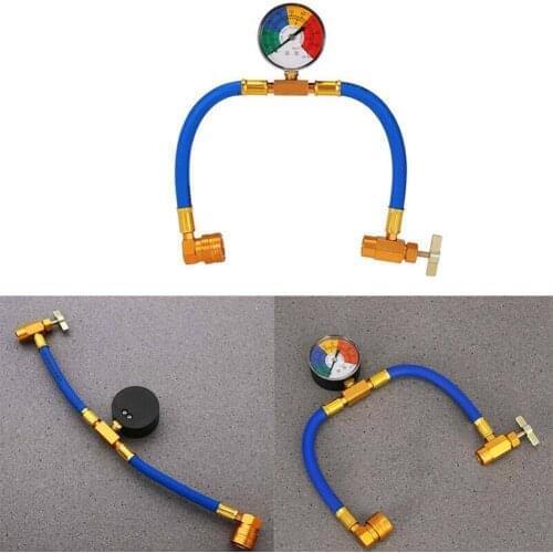 Car Air Conditioning AC R134A Refrigerant Recharge Measuring Hose with Gauge A/C 1/2 Recharge Measuring Kit Can Tap