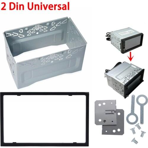 Unit 2 DIN Cage Radio Vehicle Case Car Fitting DVD Player Frame Mounting Plate Iron Frame Plastic Panel with Hardware Accessory