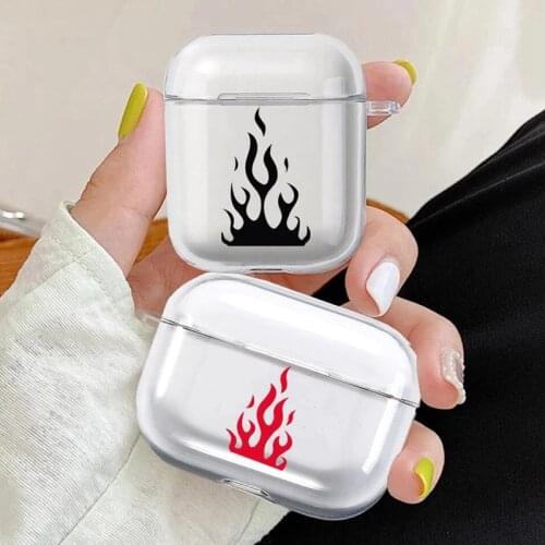 Flame Painted Transparent Clear Soft TPU Silicone Case For AirPods 3 2 1 Earphone Box Air Pods Pro Fire Combustion Pattern Cover