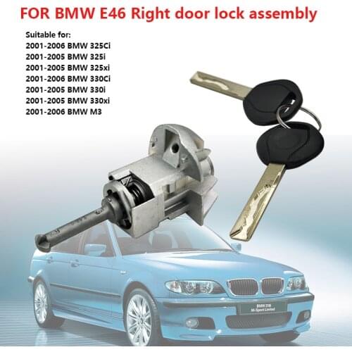 For 2001-2006 BMW E46 3 Series Right Door Lock Cylinder Assembly, with 2 Keys 51217019976