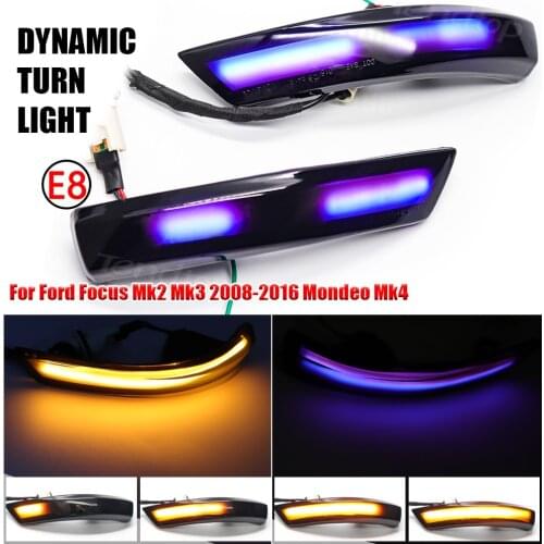 For Ford Focus Mk2 Mk3 2008-2016 Mondeo Mk4 Dynamic Blinker LED Flasher Turn Signal Lights Side Mirror Indicator Car Accessories