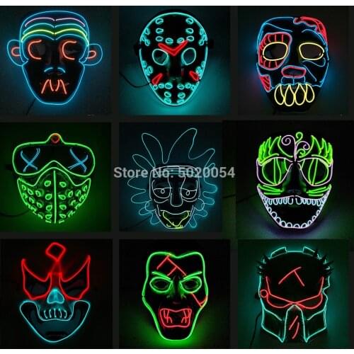 GZYUCHAO EL Halloween Rave Horror LED EL Mask Watch Dogs Cosplay Glowing Mask Cosplay Props Mask Supplies