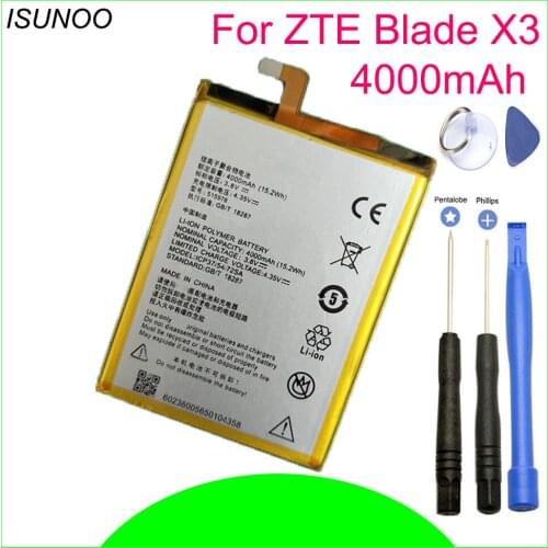 ISUNOO 4000mAh E169-515978 battery for ZTE Blade X3 Q519T D2 A452 E169 515978 with repair tools