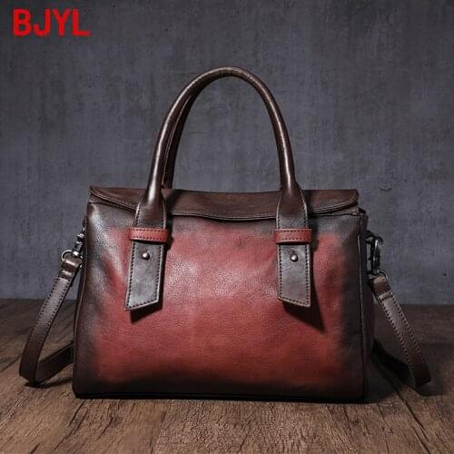 Retro Fashion Leather Handbag Womens Bag 2020 New Large-capacity Leather Boston Bag Female Shoulder Bag Portable Messenger Bags