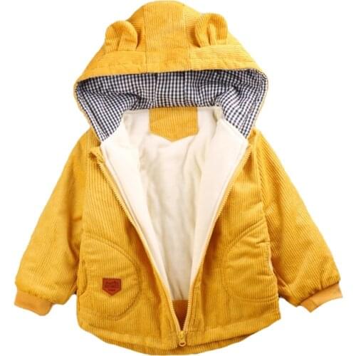 Boys Jacket Winter Warm Plus Velvet Hooded Outerwear For Boy Toddler Kids Coats 1-5 Years Children Christmas Birthday Gift