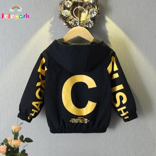 Letter Print Boys Hooded Coat Kids Fall Hoodies New Children Jacket Kids Spring Autumn Clothes 2 to 12 Years Old Boys Clothing