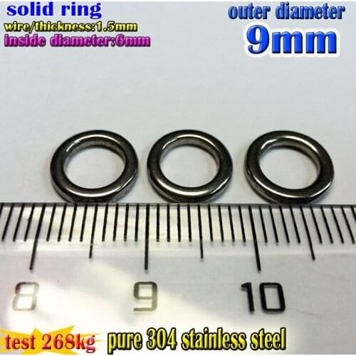 2019 hot HEAVY-DUTY fishing solid rings size wire1.5mm outder diameter 9mm quantily:500pcs/lot 304 Stainless steel