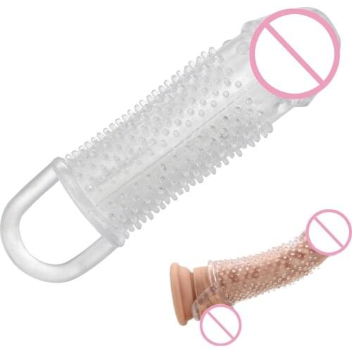 Enlargement Reusable Condom Penis Sleeve Sex Toys For Men G-spot Stimulation Cock Sleeve Cock Rings Delayed Ejaculation