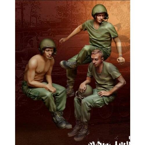 1:35 RESIN Model Soldiers 3 Vietnamese Tank Soldiers in The Vietnam War Need Manual Drawing Model Assembly Kit