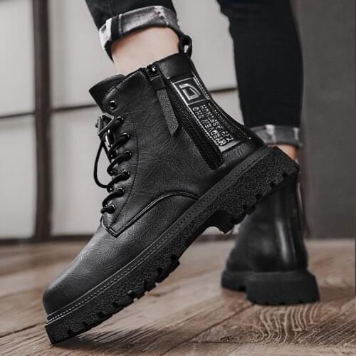 Autumn Winter New Men Casual Boots For Man Boots Brand Side Zipper outdoor Durable outsole Men Shoes Military Warm Snow Shoes
