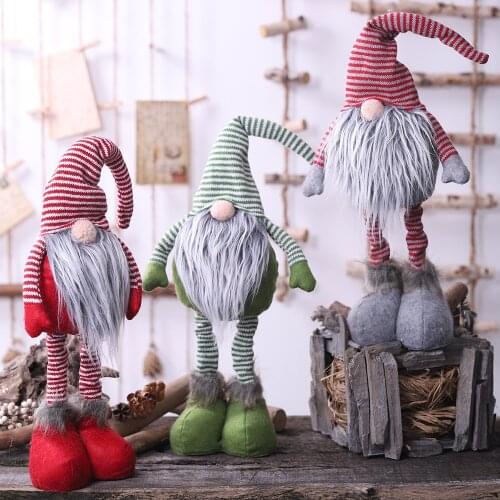 Christmas Decorations New Striped Faceless Doll Standing Doll Nordic Santa Claus Retractable Doll