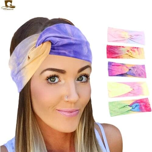New Tie-dye cotton Headbands for Women Twist Elastic Hairbands Sport Headband Yoga Turban Headwrap Girls Hair Accessories