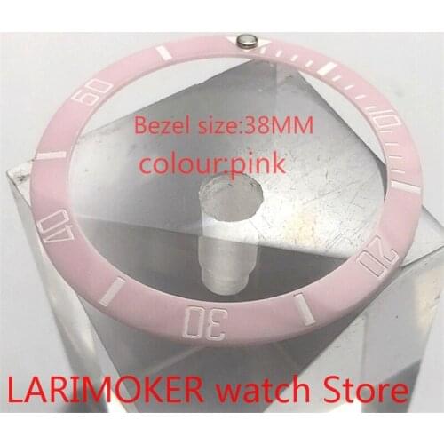 Brand new high quality 38mm pink rotating glass bezel suitable for 40mm mens watch automatic winding