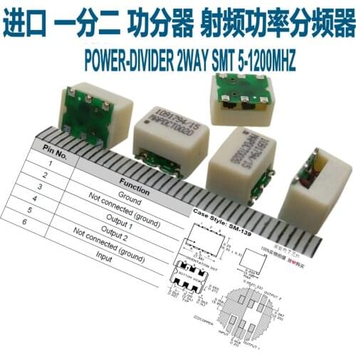 Original new 100% MAPDCT0020 miniature 1.2GHz RF power divider 5-1200MHZ passive frequency divider 1 points 2 roads (Inductor)