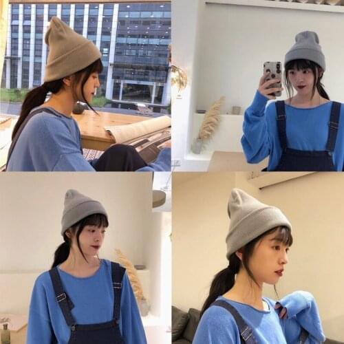 2021 Autumn Winter Female Warm Knitted Hat Beanie Mens Womens Outdoor Sports Casual Solid Color Hip Hop Hedging Cold Cap C44