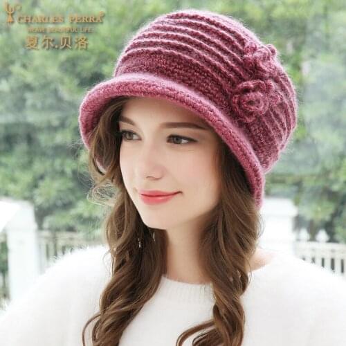 Autumn Winter Thermal Wool Knitted Hats Hand Woven Thicken Ear Protection Hats Women Warm Winter Hats Female Headwear 3908