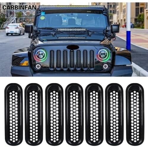 Front Matte Black Insect-proof Grid Grill Mesh Guard Front Face Net Modification Decoration For Jeep Wrangler Jk 2007-2016
