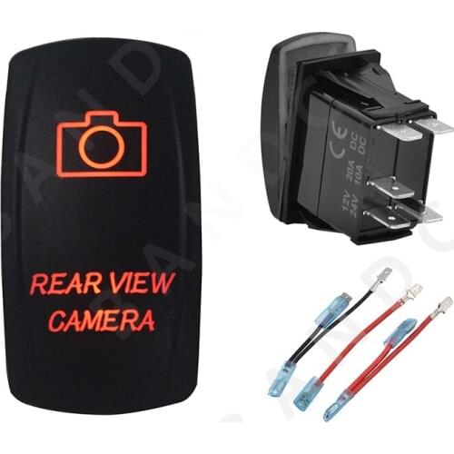 REAR VIEW CAMERA Rocker Switch 5P ON-OFF SPST Laser Etched Orange Illuminated Led for Car Boat Marine ARB RV UTV,Jumper Wire Set