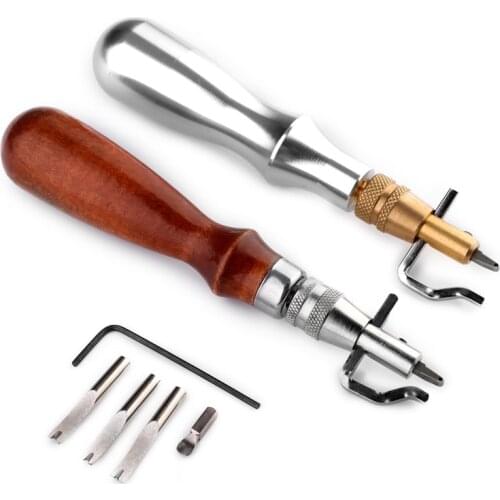Practical 5 in 1 DIY Leather craft Pro Stitching Groover Crease Leather Tool Set P5