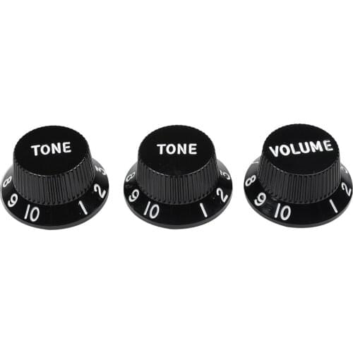 Musiclily Ultra Universal Fitting Size Strat Knobs 2 Tone 1 Volume Set for Fender Stratocaster ST Style Electric Guitar, Black
