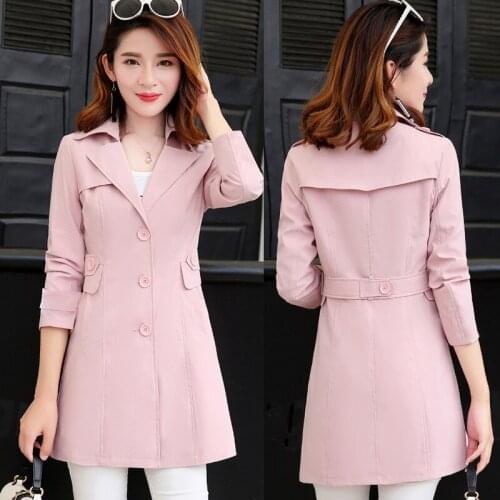 Spring Autumn Fashion Windbreakers Womens Casual Slim Trench Coats Female Single-breasted Coats Tops Women Thin Wild Trench Coat