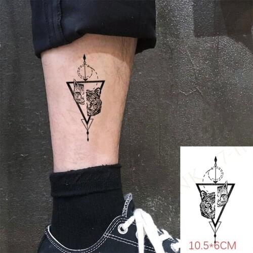 Waterproof Temporary Tattoo Stickers Womens Round Shape Triangle Animal Cat Tiger Body Art Arm Fake Tatto Flash Tatoo For Men