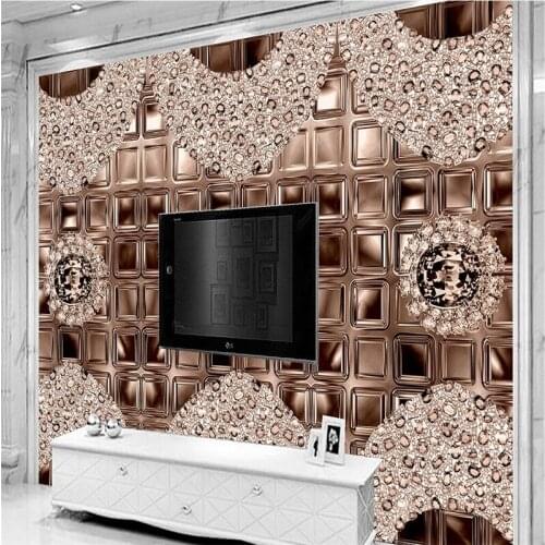Wellyu Custom photo wallpaper large mural 3D wall stickers brown diamonds European 3D stereo jewelry background wall