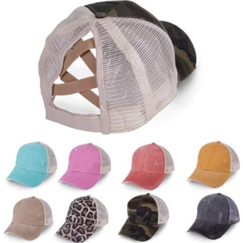 Ponytail Baseball Cap Messy Bun Hats For Women Washed Cotton Snapback Caps Casual Summer Sun Visor Outdoor Adjustable Hat