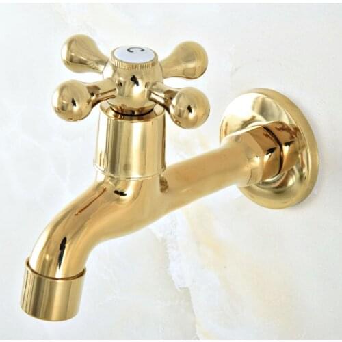 Gold Color Brass Single Cross Handle Wall Mount Bathroom Mop Pool Faucet /Garden Water Tap / Laundry Sink Water Taps mav144