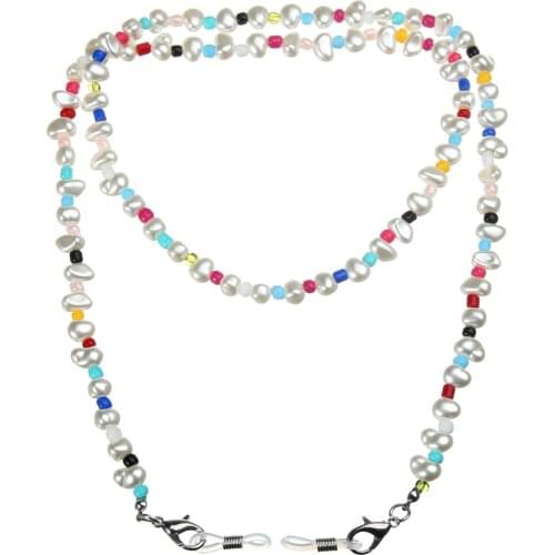 Fashion White Pearl Beaded Eyeglasses Reading Glasses Sunglass Chain Non Slip Lanyard Cord Holder Rope For Men Women Gifts