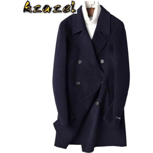 Azazel 100% Wool Coat Autumn Winter Jacket Men Handmade Double-sided Woolen Coats Mens Windbreaker Overcoat P-S8305Z Y1300