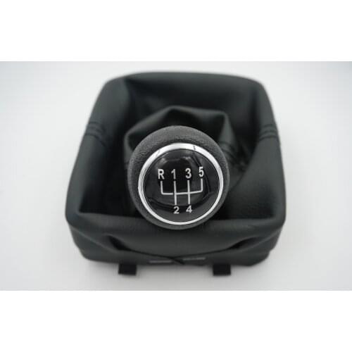 Free Shipping Auto Car Gear Shift Knob & Giator Leather Boot 5 Speed for VW Polo 9N 9N2 2002-2009 Car Accessories